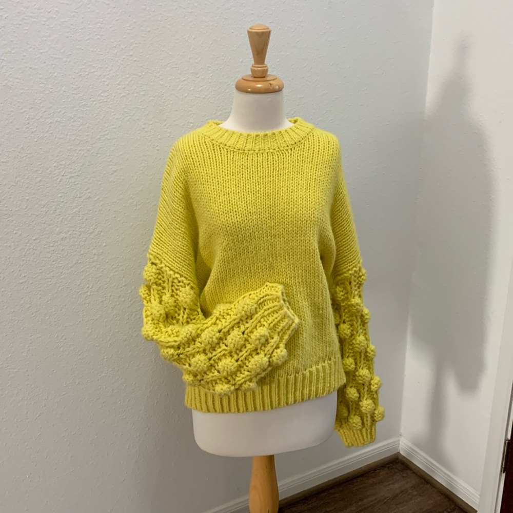 Glam Women’s Size Medium Oversized Yellow Bauble Sweater
